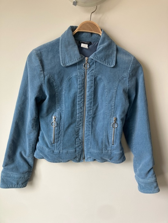 Roommates Jackets & Blazers - ROOMMATES California Vintage Light Blue Corduroy Zip-Front Fitted Jacket Size M